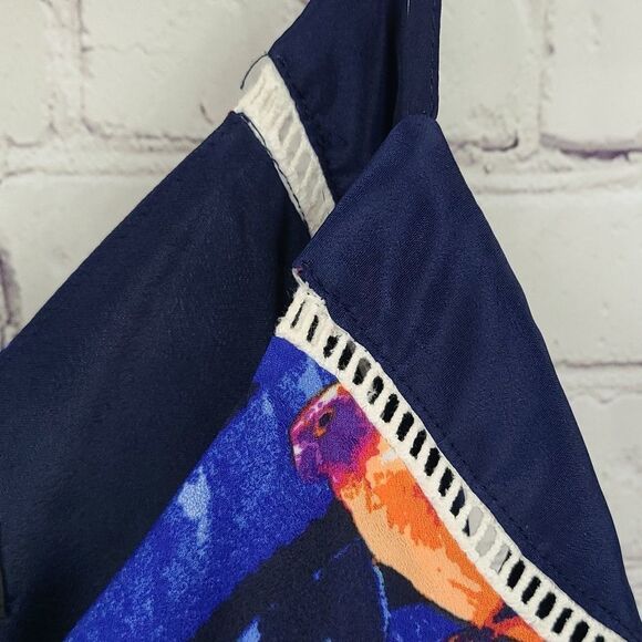 Adelyn Rae Tropical Hawaiian Parrot Chiffon Slip Dress Sleeveless Sundress Small - Picture 7 of 10